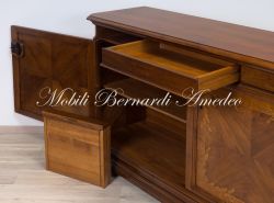 Credenza da soggiorno in stile classico in legno intarsiato cm 190