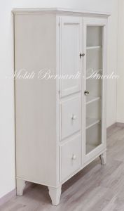 Credenza dispensa da cucina in legno massello colore bianco