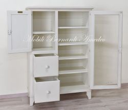 Credenza dispensa da cucina in legno massello colore bianco