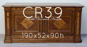 Credenza in noce massello intarsiata olivo 190 cm