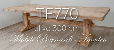 Tavolo fratino in legno di ulivo massiccio grezzo 300 cm