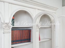 Libreria Classica 3 Archi Ante Vetro Bianco Anticato Shabby 06