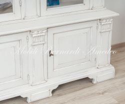 Libreria Classica 3 Archi Ante Vetro Bianco Anticato Shabby 08