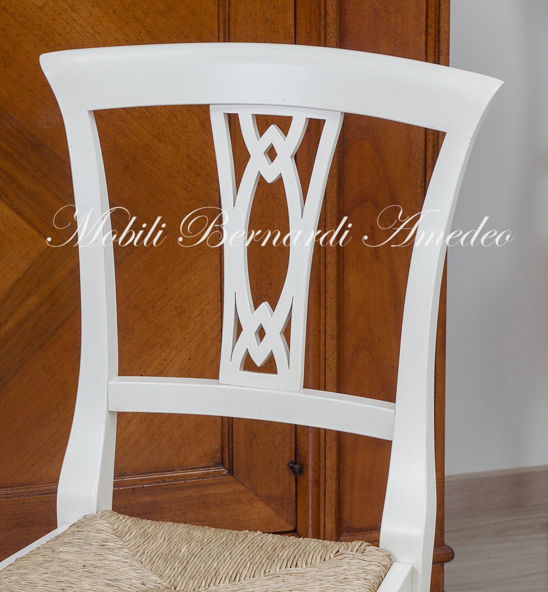 Sedie: Sedia laccata bianca seduta legno
